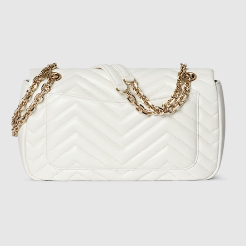 Gucci GG Marmont medium shoulder bag white leather Style ‎837267 AAE38 9050