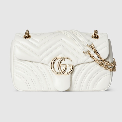 Gucci GG Marmont medium shoulder bag white leather Style ‎837267 AAE38 9050