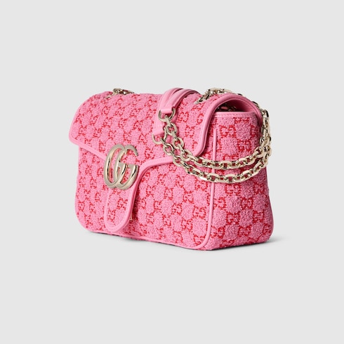 Gucci GG Marmont medium shoulder bag pink and red GG bouclé Style ‎837213 FAE1L 5741