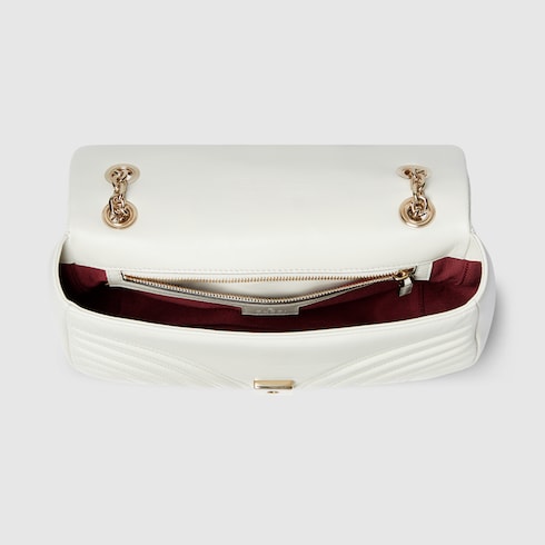 Gucci GG Marmont medium shoulder bag white leather Style ‎837267 AAE38 9050