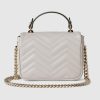Gucci GG Marmont mini top handle bag light grey leather Style ‎811238 AAECK 1712