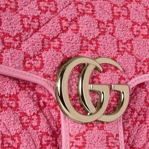 Gucci GG Marmont medium shoulder bag pink and red GG bouclé Style ‎837213 FAE1L 5741