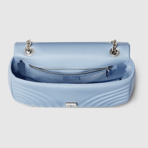 Gucci GG Marmont medium shoulder bag light blue leather Style ‎837267 AAFA1 4928