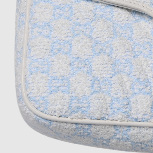 Gucci GG Marmont medium shoulder bag blue and white GG bouclé Style ‎837213 FAE1L 8477