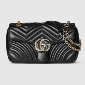 Gucci GG Marmont medium shoulder bag black leather Style ‎837267 AAE38 1000