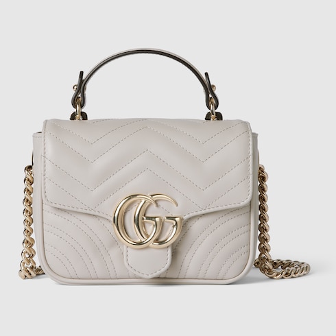 Gucci GG Marmont mini top handle bag light grey leather Style ‎811238 AAECK 1712