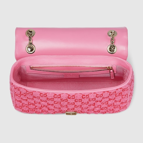 Gucci GG Marmont medium shoulder bag pink and red GG bouclé Style ‎837213 FAE1L 5741
