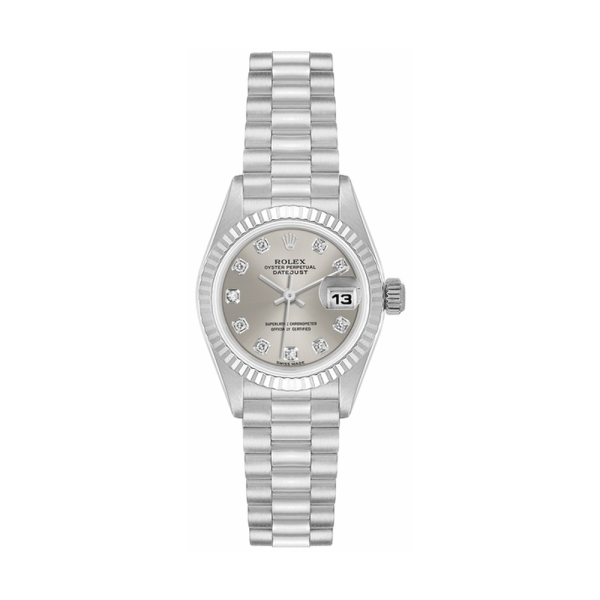 Rolex Lady-Datejust 26 Fluted Bezel White Gold Women's Watch 79179