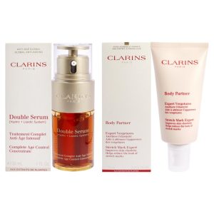 CLARINS DOUBLE SERUM COMPLETE AGE CONTROL CONCENTRATE AND BODY PARTNER STRETCH MARK EXPERT KIT BY CLARINS FOR UNISEX - 2 PC KIT
