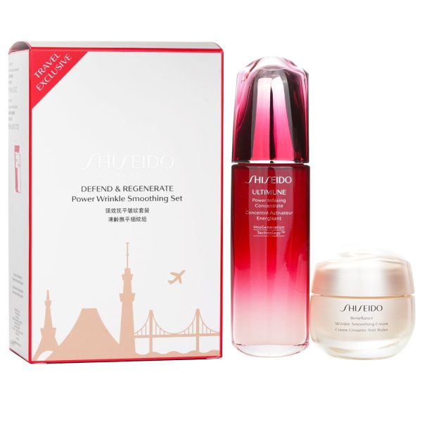 SHISEIDO DEFEND & REGENERATE POWER WRINKLE SMOOTHING SET_ ULTIMUNE POWER INFUSING CONCENTRATE N 100ML + BENEFIANCE WRINKLE SMOOTHING CREAM 50ML