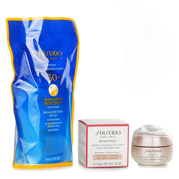 SHISEIDO SHISEIDO ULTIMATE SUN PROTECTOR LOTION SPF 50+ SUNSCREEN + BENEFIANCE WRINKLE SMOOTHING EYE CREAM